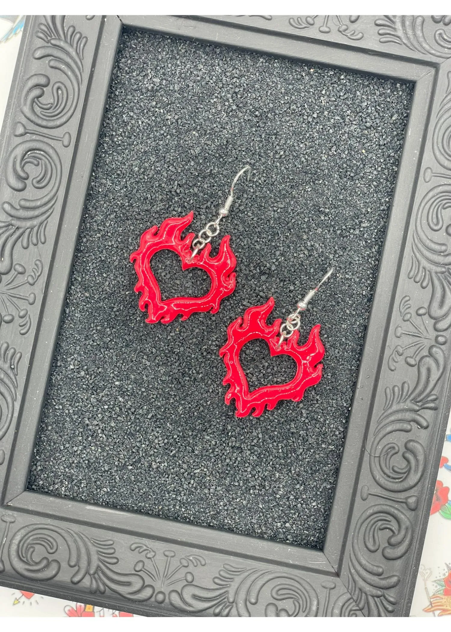 Tattoo Love Flaming Heart Earrings sold by Modcloth product image thumbnail 3
