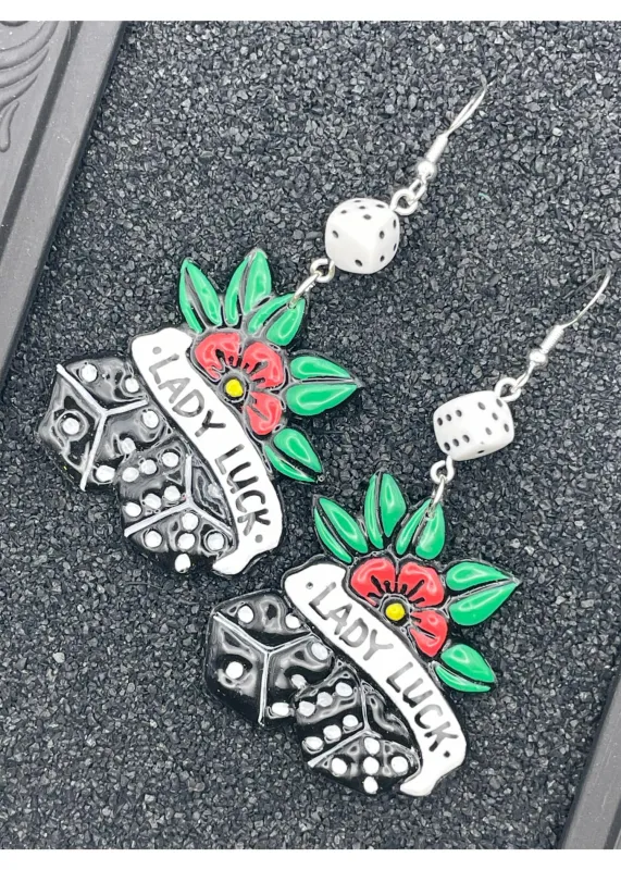 Tattoo Love Lady Luck Dice Earrings sold by Modcloth