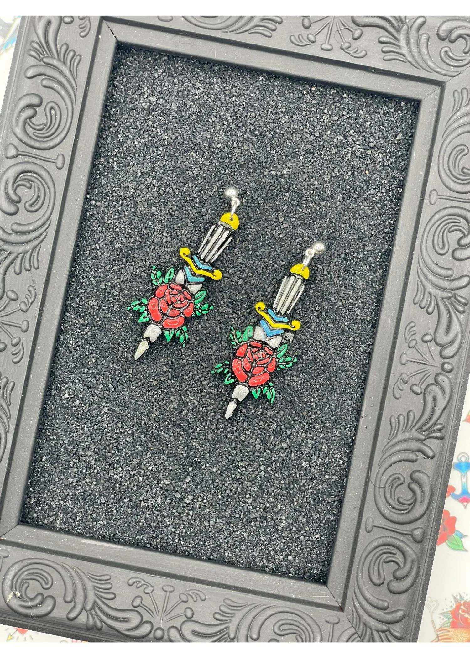 Tattoo Love Rose Dagger Earrings sold by Modcloth product image thumbnail 3