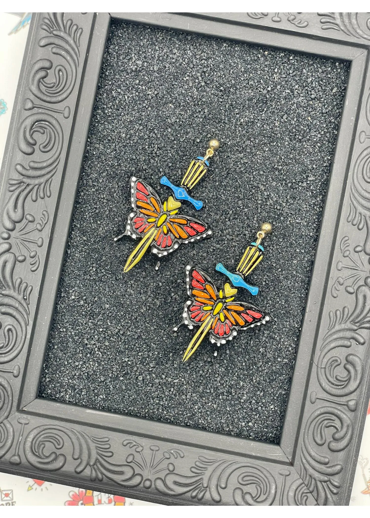 Tattoo Love Butterfly Dagger Earrings sold by Modcloth product image thumbnail 3
