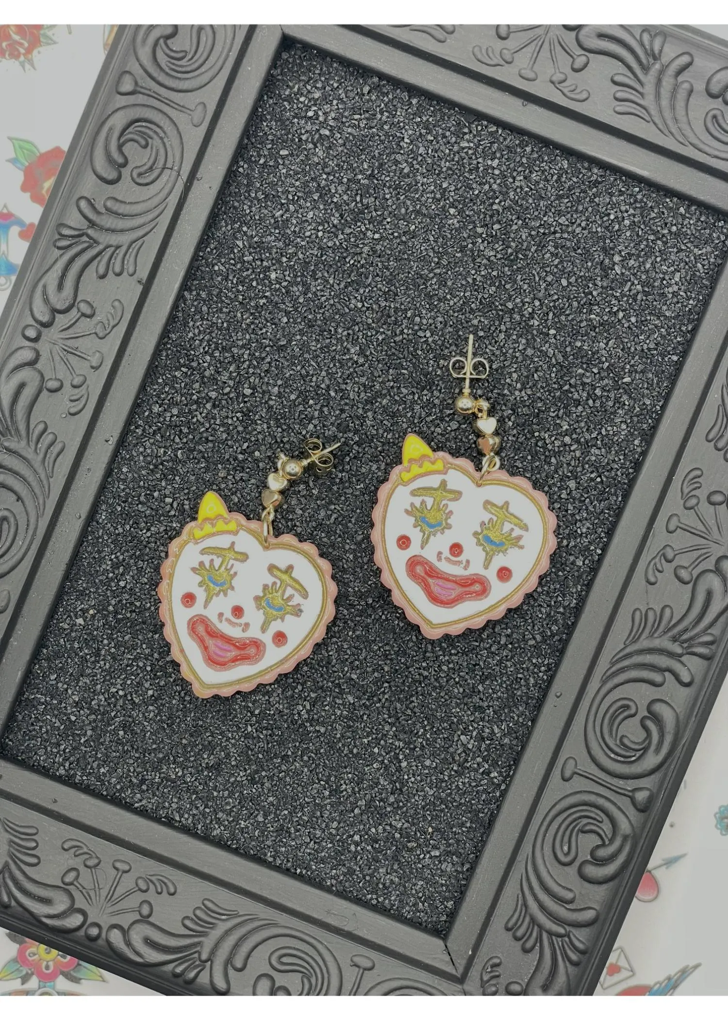 Tattoo Love Clown Heart Earrings sold by Modcloth product image thumbnail 3