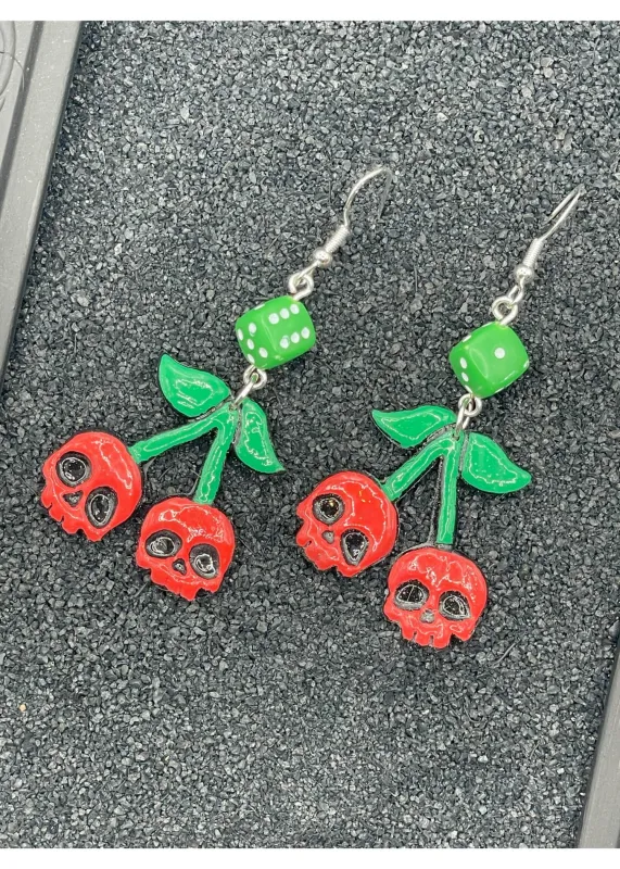 Tattoo Love Skull Cherry Earrings sold by Modcloth