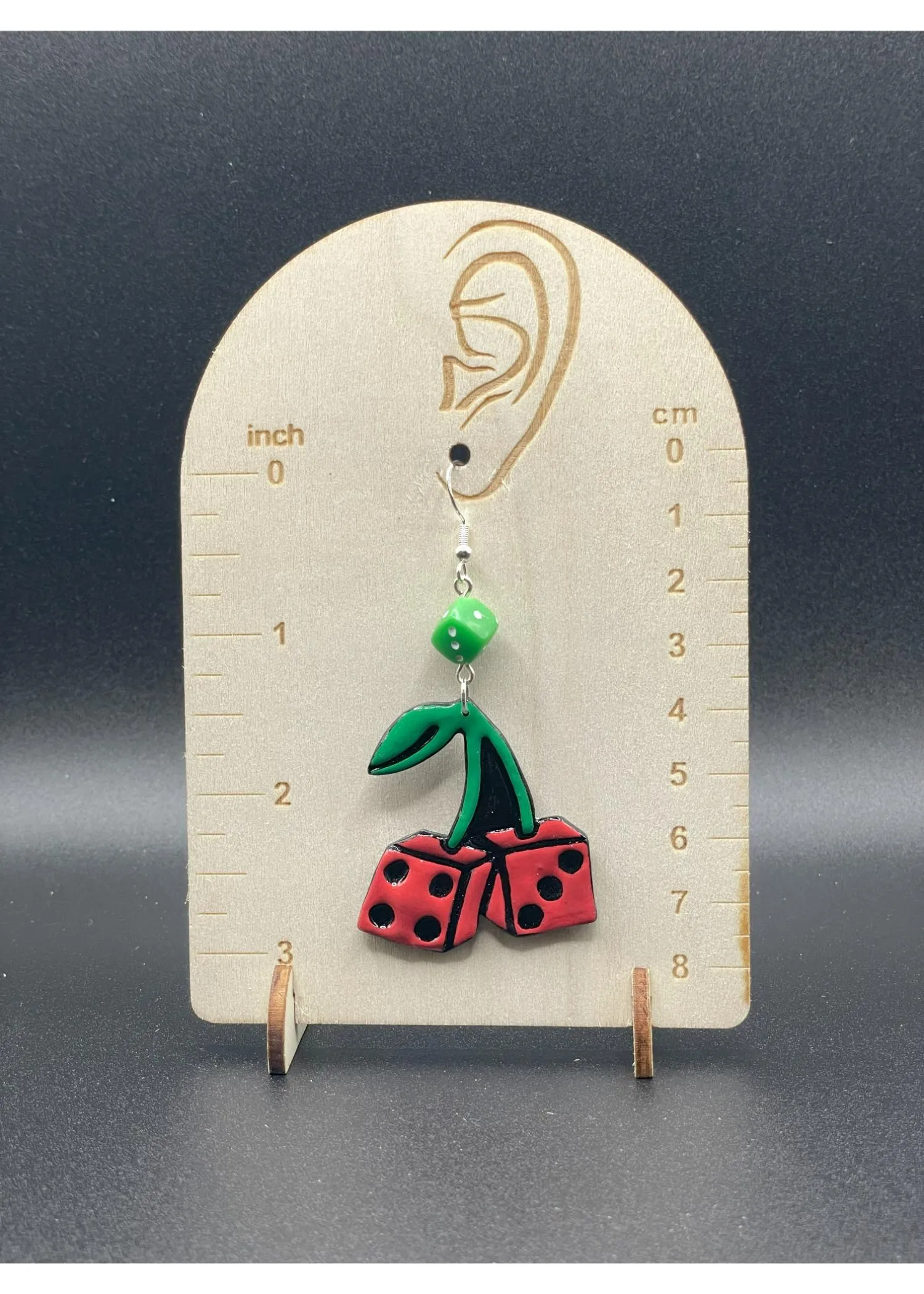 Tattoo Love Cherry Dice Dangly Earrings sold by Modcloth product image thumbnail 2