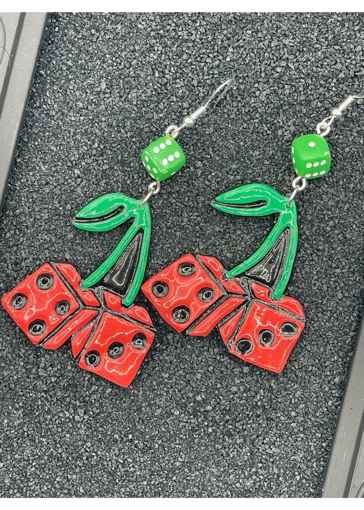 Tattoo Love Cherry Dice Dangly Earrings sold by Modcloth