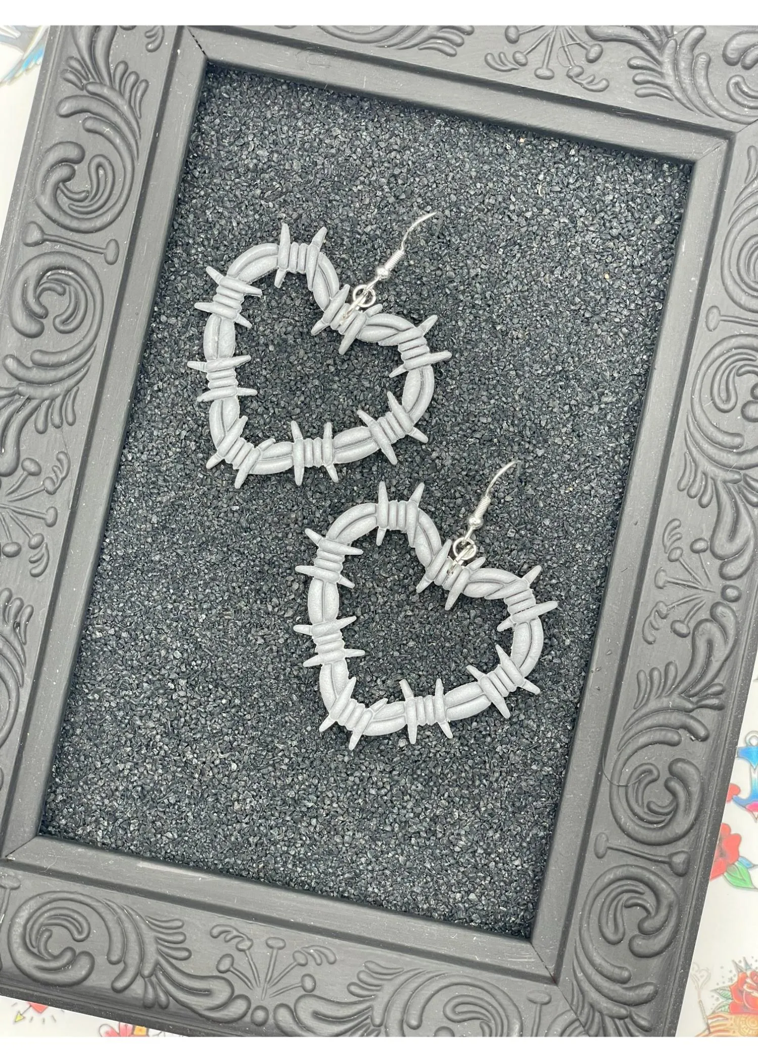 Tattoo Love Barbed Wire Heart Earrings sold by Modcloth product image thumbnail 2