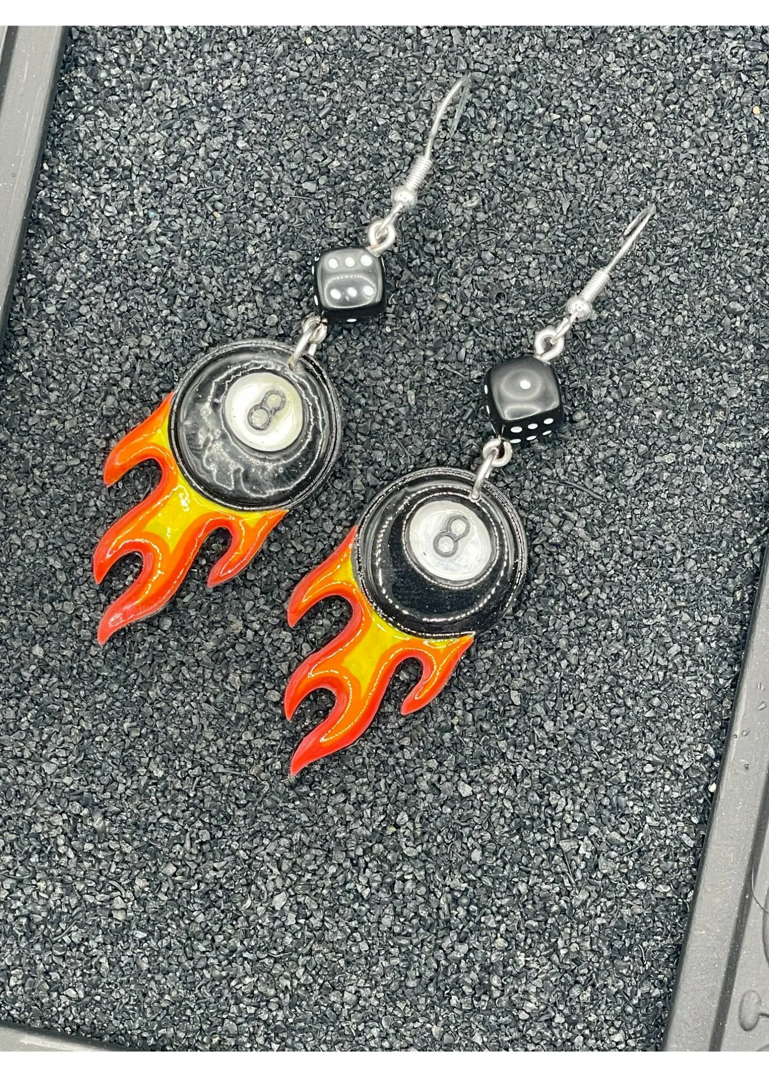 Tattoo Love Flaming 8 Ball Earrings sold by Modcloth