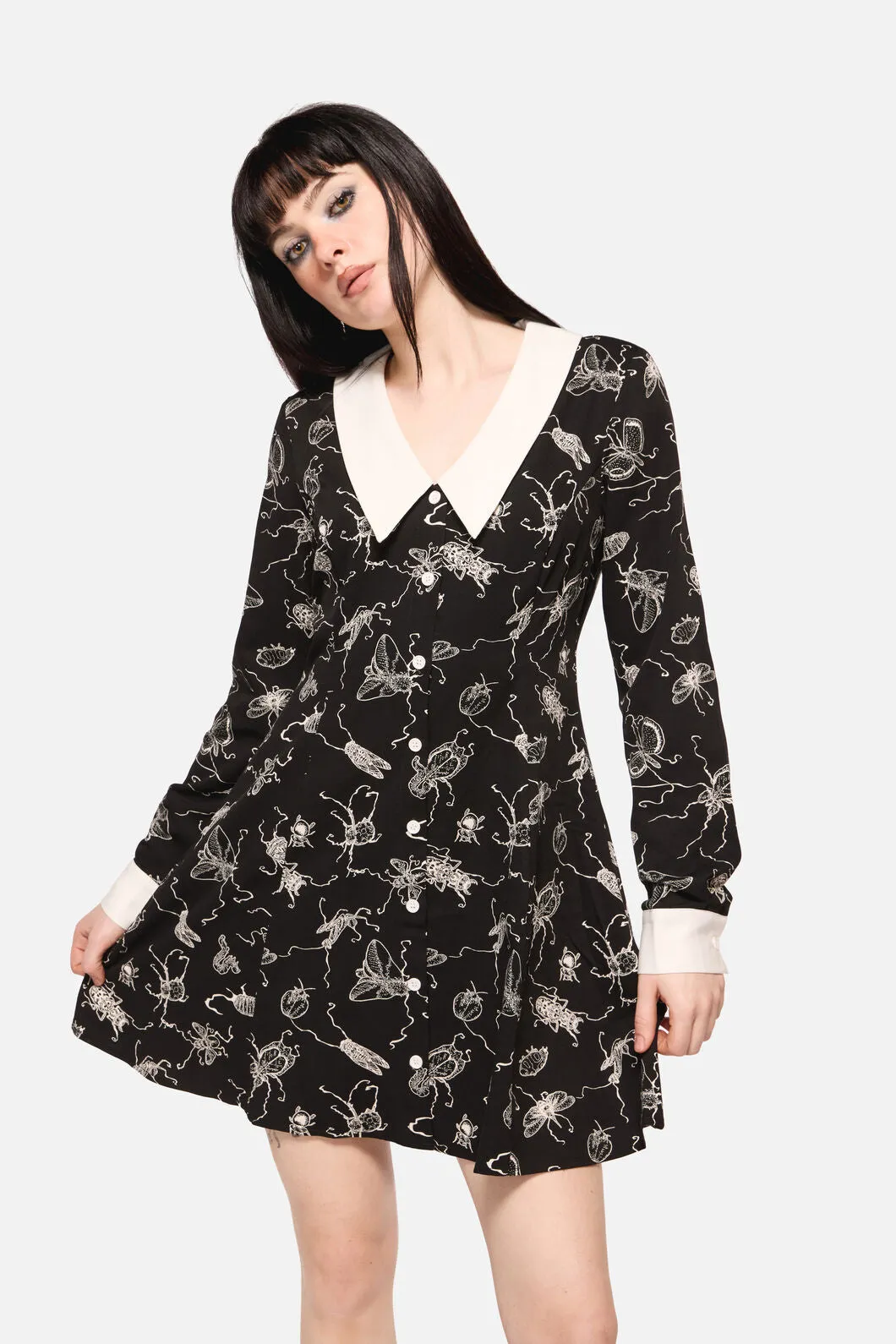 Dark Pieridae Print Long Sleeve Dress sold by Modcloth