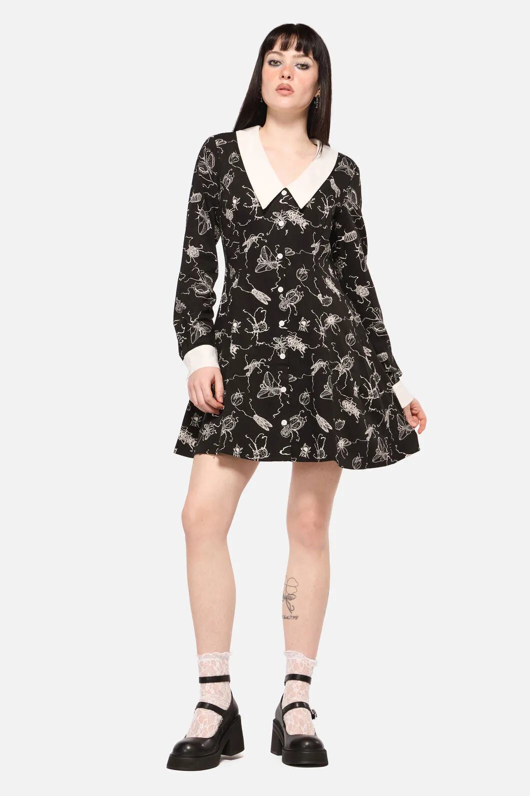 Dark Pieridae Print Long Sleeve Dress sold by Modcloth product image thumbnail 2
