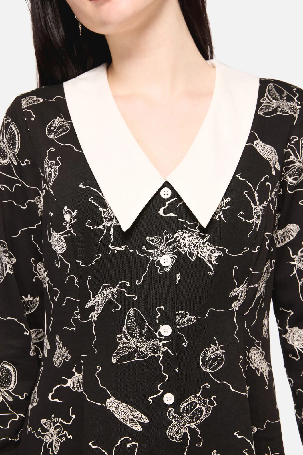 Dark Pieridae Print Long Sleeve Dress sold by Modcloth product image thumbnail 5