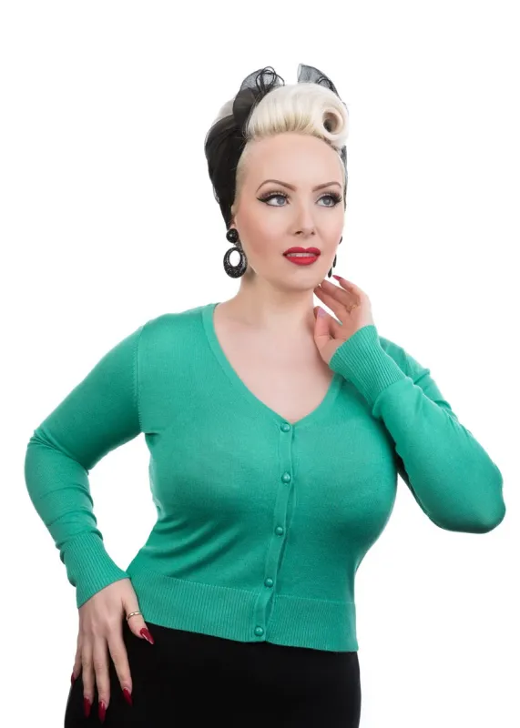 Green V-Neck Cardigan sold by Modcloth