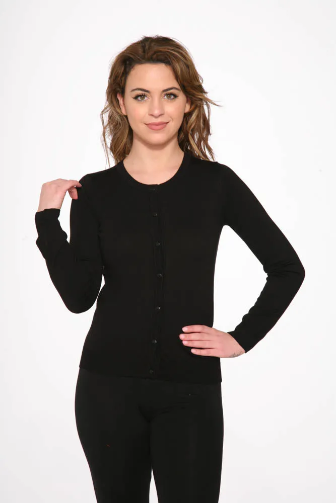 Black Crewneck Cardigan sold by Modcloth