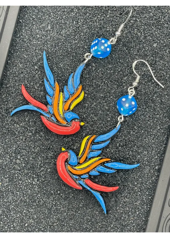 Tattoo Love Painted Swallow Earrings sold by Modcloth
