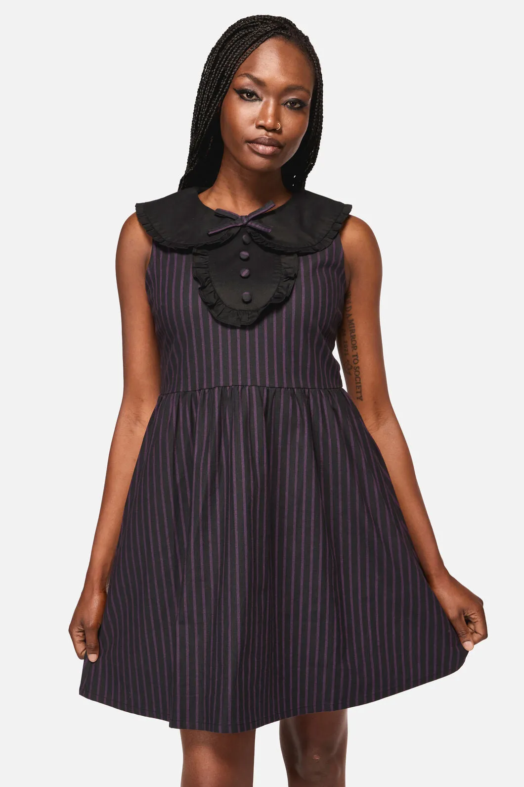 Sabrina Pinstripe Goth Dress sold by Modcloth