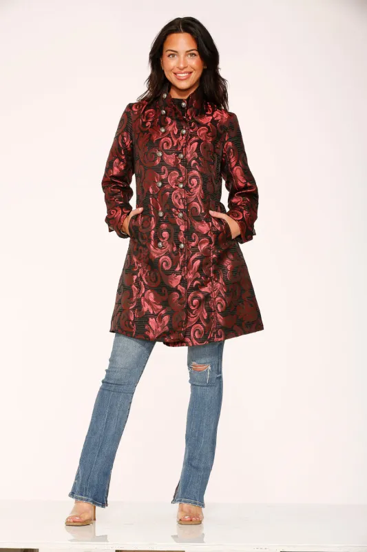 Red Brocade Women's Coat sold by Modcloth