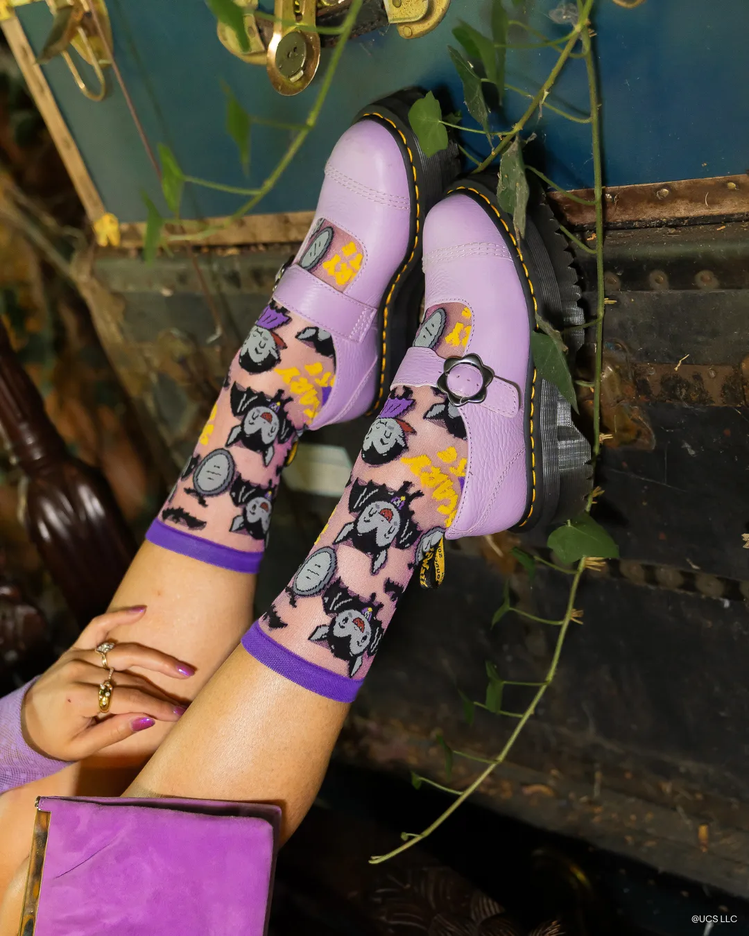 Dracula Scary Cute Shimmer Sheer Crew Sock sold by Modcloth product image thumbnail 5