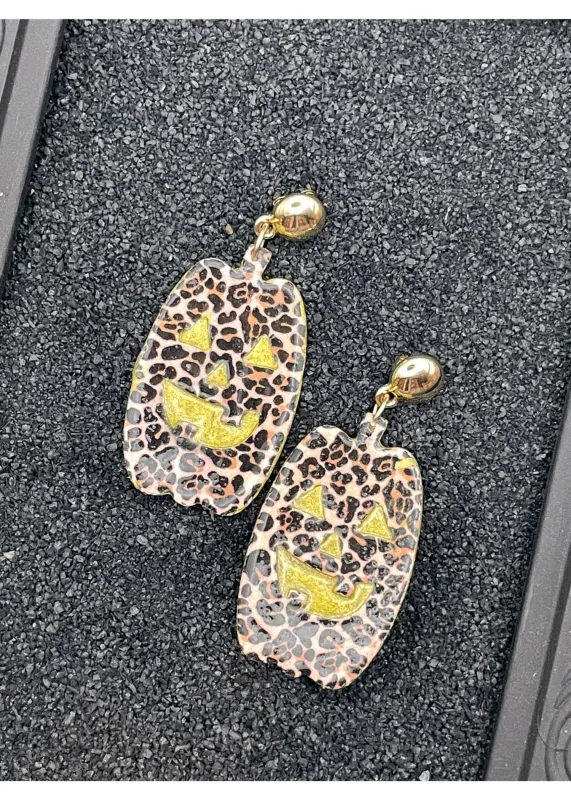 Salem Leopard Jack-O-Lantern Earrings sold by Modcloth
