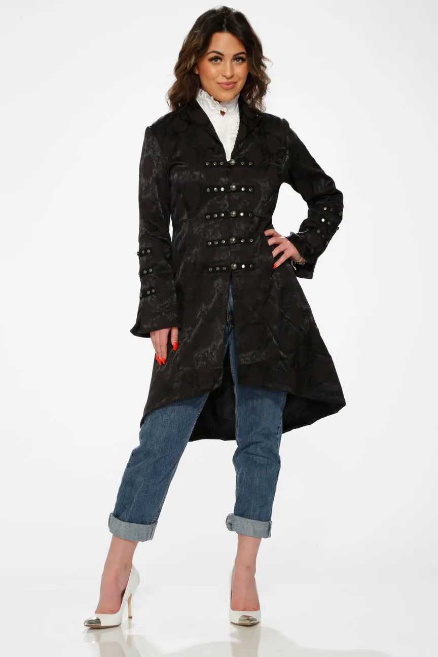 Black Brocade High-low Coat sold by Modcloth product image thumbnail 4