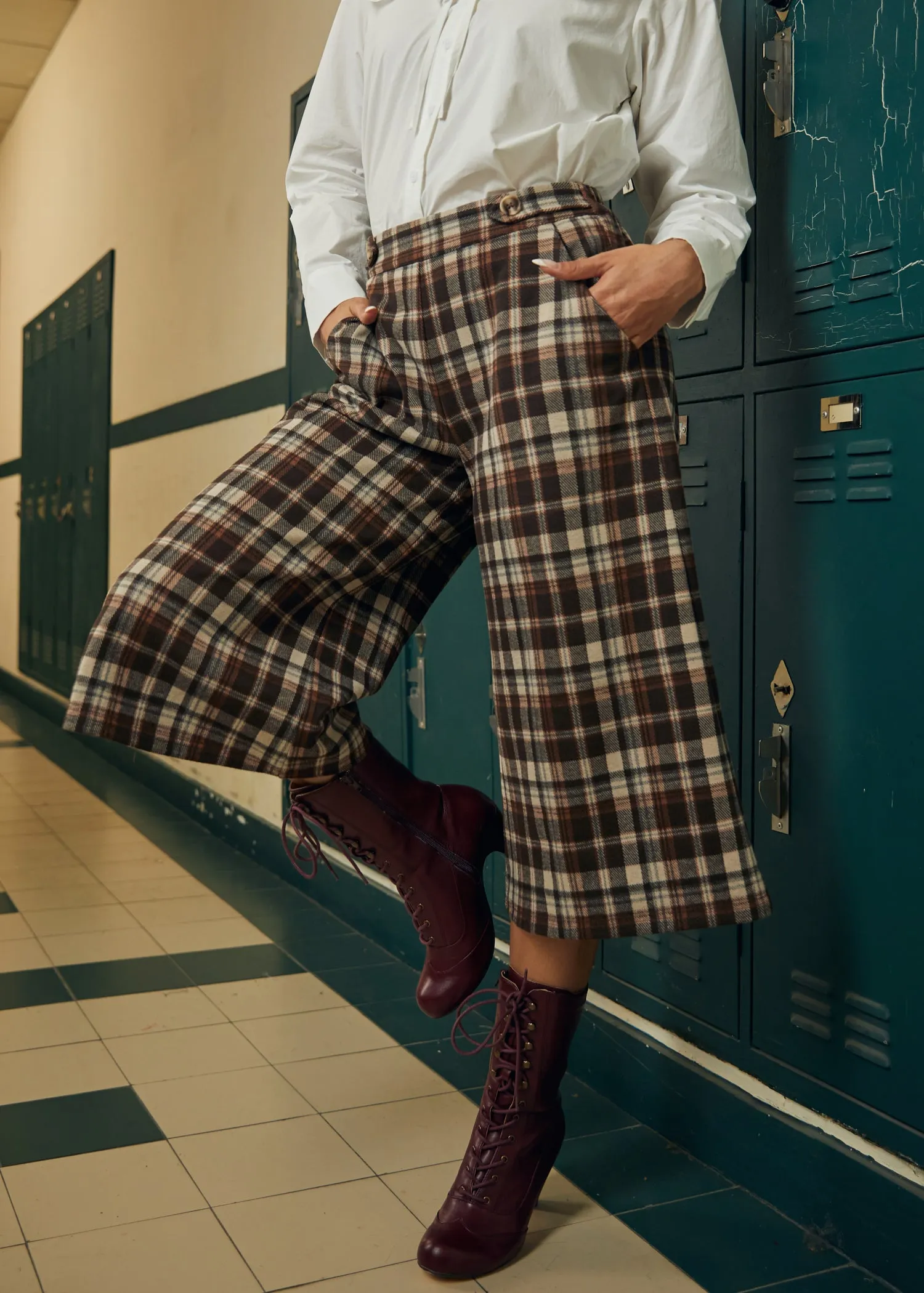 The Plaiditude Gaucho Pants sold by Modcloth