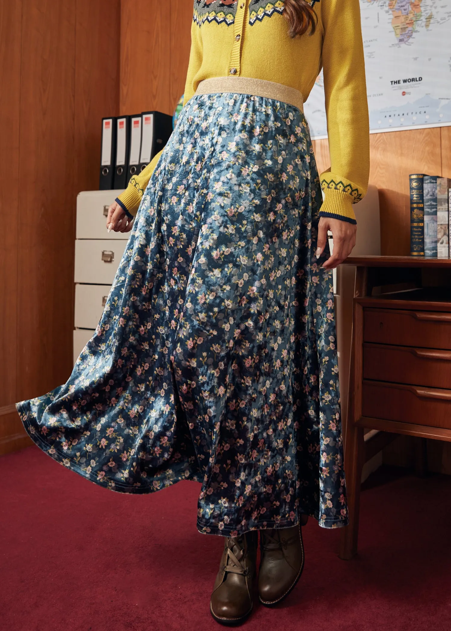 Golden Whispers Velvet Maxi Skirt sold by Modcloth product image thumbnail 3