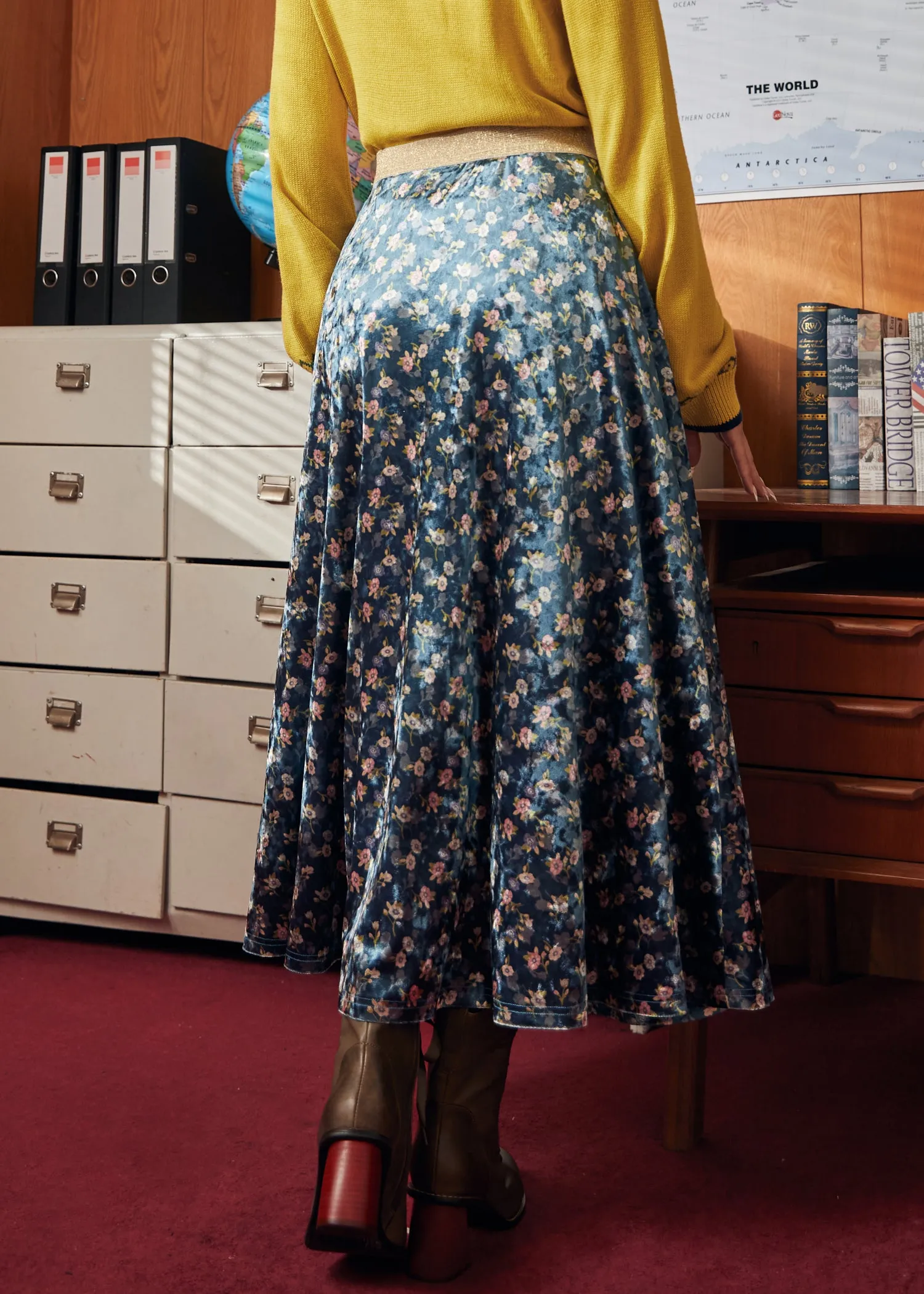 Golden Whispers Velvet Maxi Skirt sold by Modcloth product image thumbnail 2