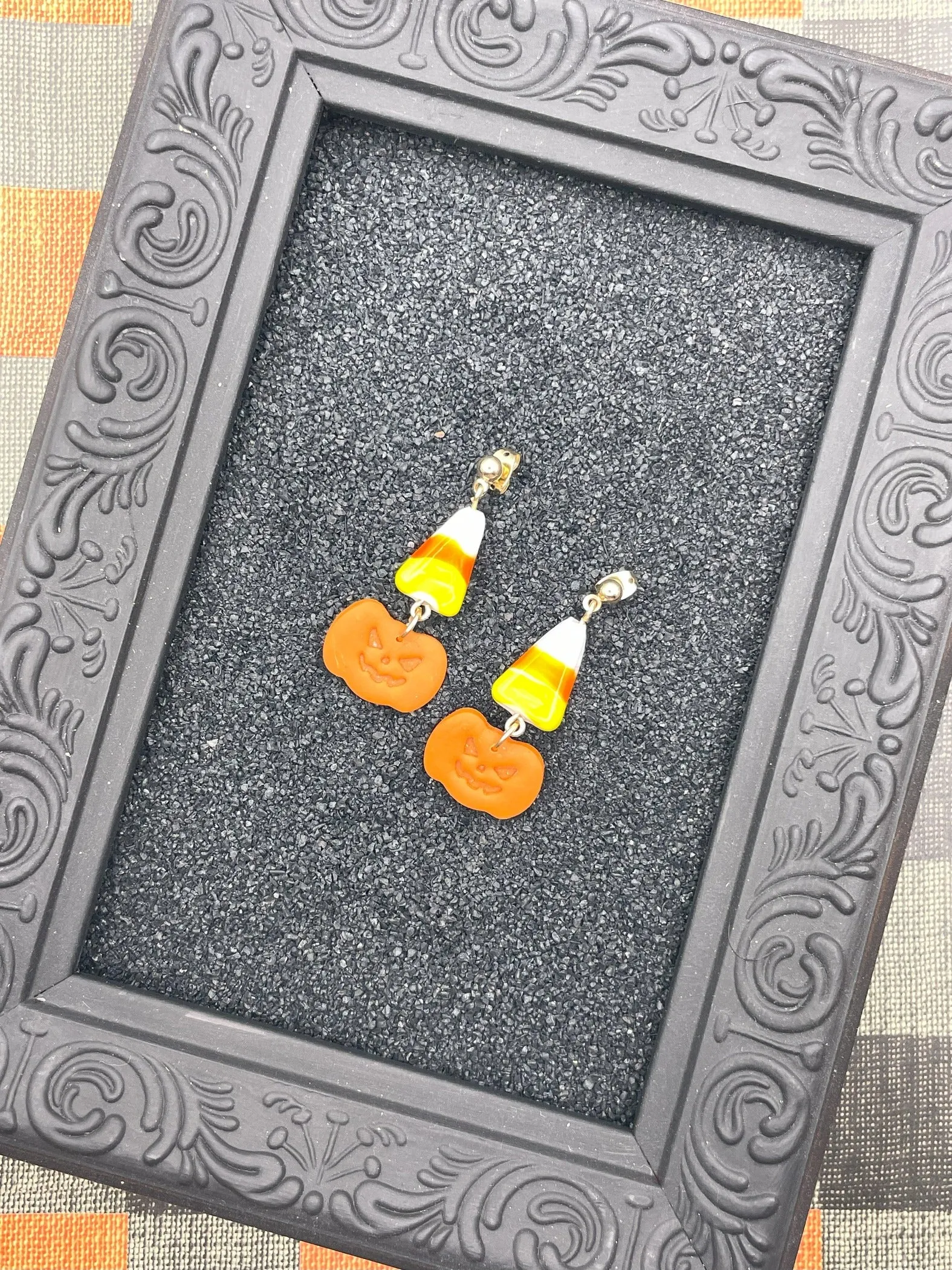 Salem Candy Corn Jack-O-Lantern Earrings sold by Modcloth product image thumbnail 3