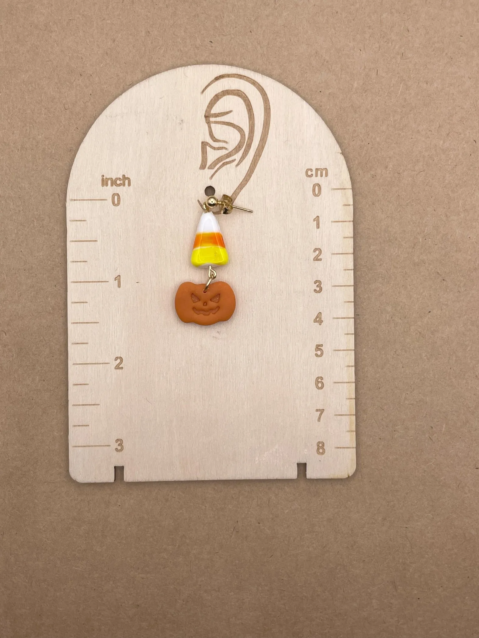 Salem Candy Corn Jack-O-Lantern Earrings sold by Modcloth product image thumbnail 2