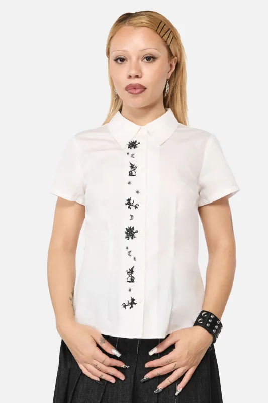 Fiona Embroidered Placket Blouse sold by Modcloth