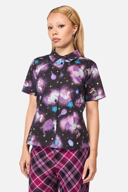 Witches Familiar Short Sleeve Blouse sold by Modcloth
