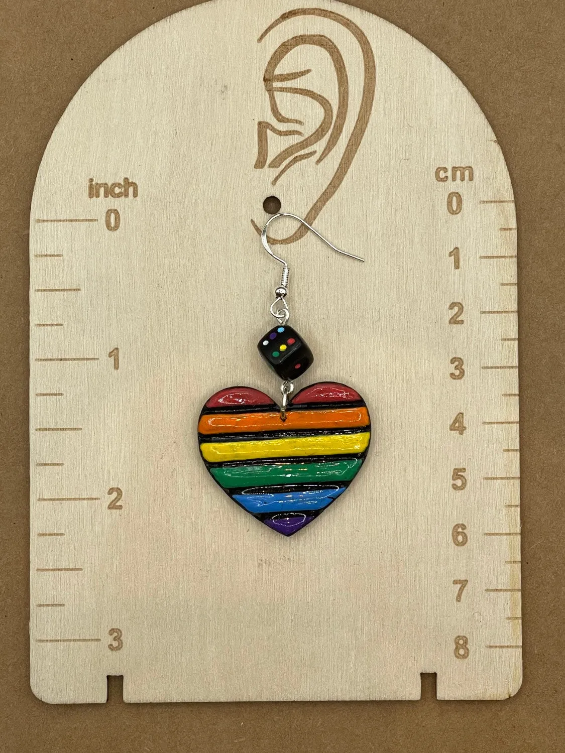 Rainbow Heart with Black Dice Earrings sold by Modcloth product image thumbnail 2