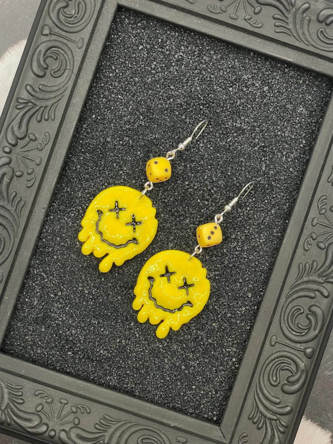 Drippy Smiley Face with Dice Earrings sold by Modcloth product image thumbnail 3
