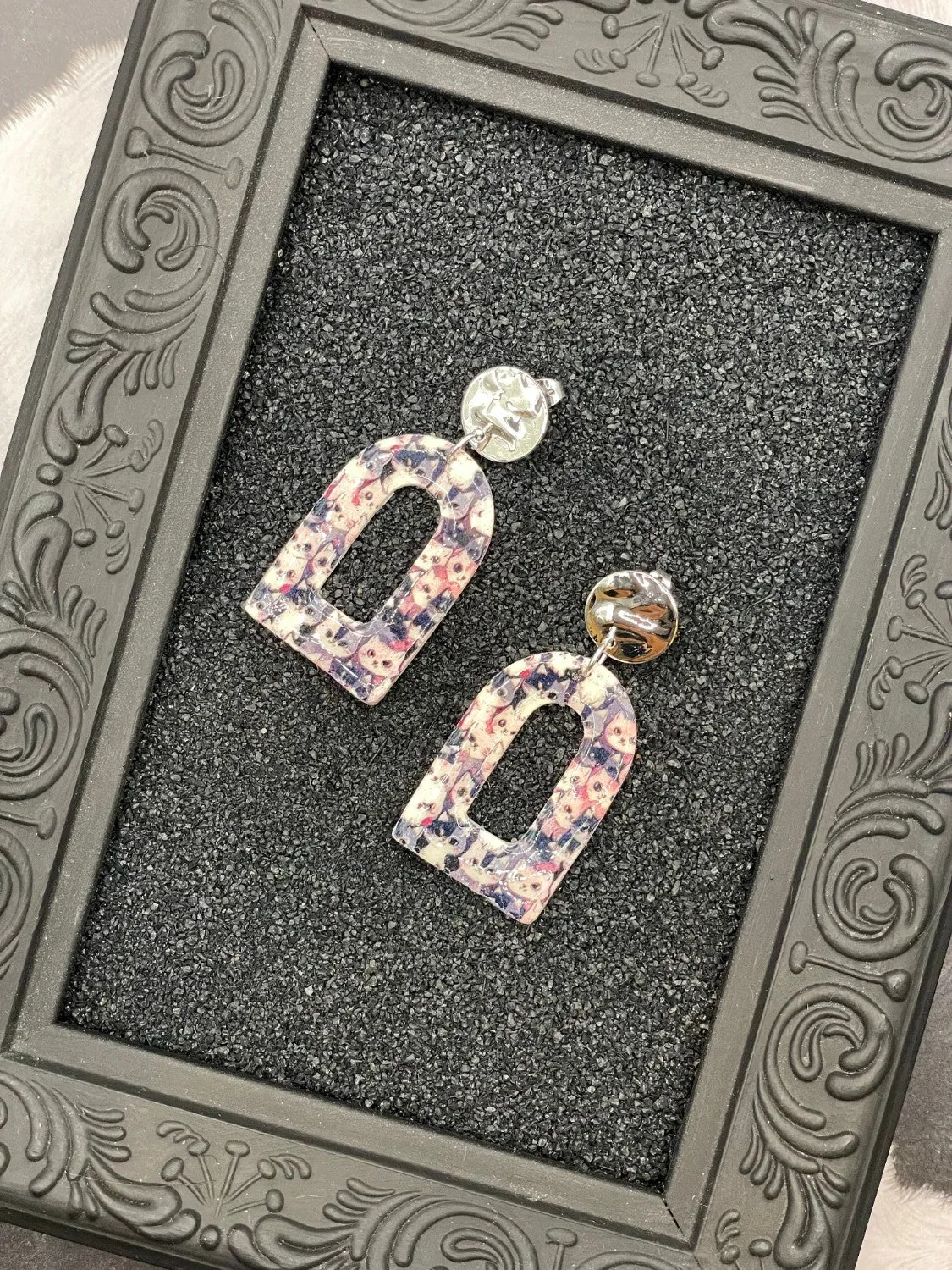 Cat Print Arched Dangle Earrings sold by Modcloth product image thumbnail 3