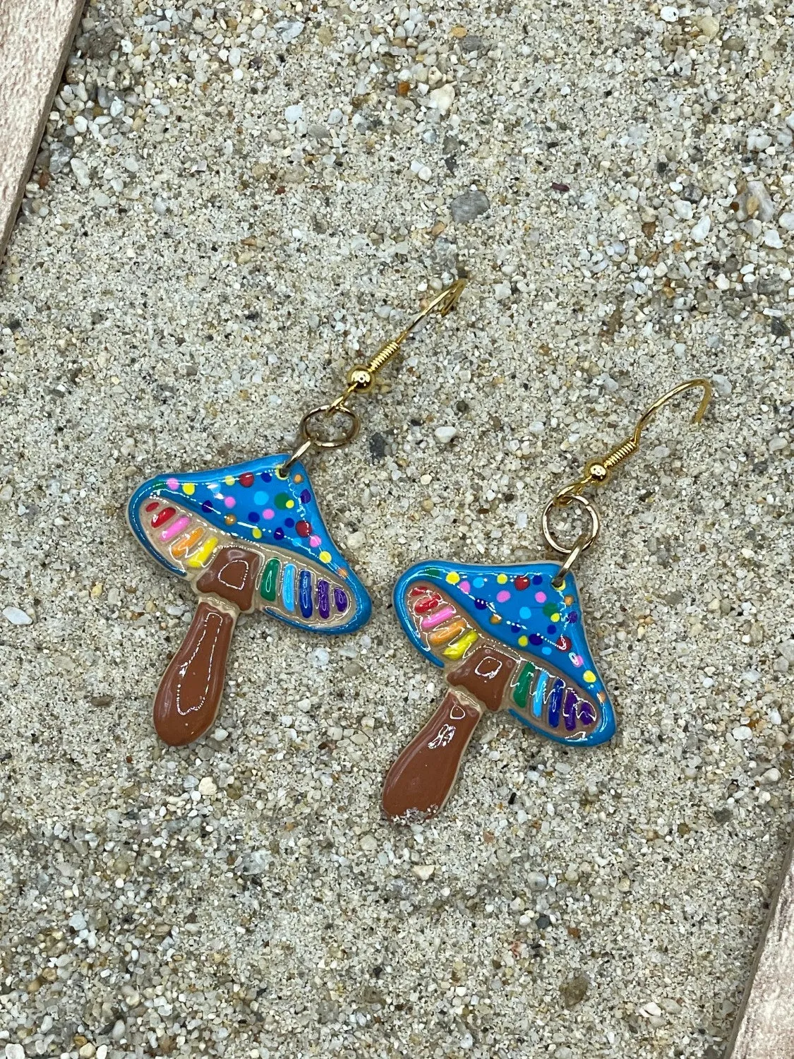 Groovy Mushroom Rainbow Dot Earrings sold by Modcloth