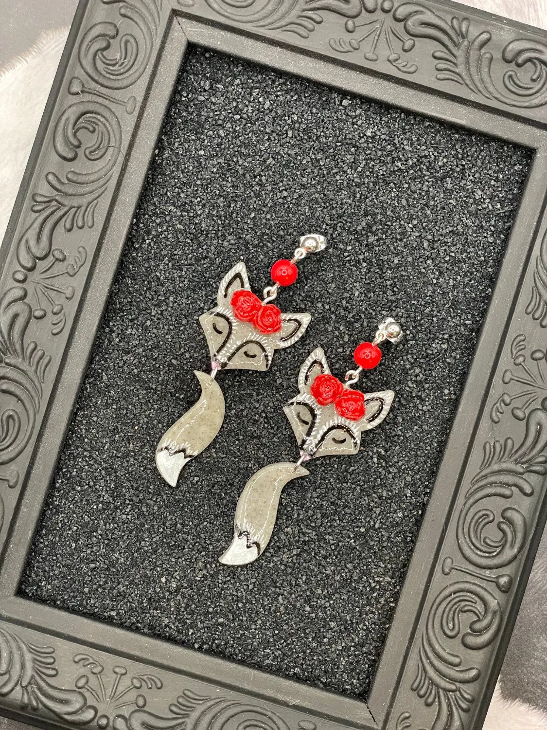 Cutie Silver Fox Dangle Earrings sold by Modcloth product image thumbnail 3