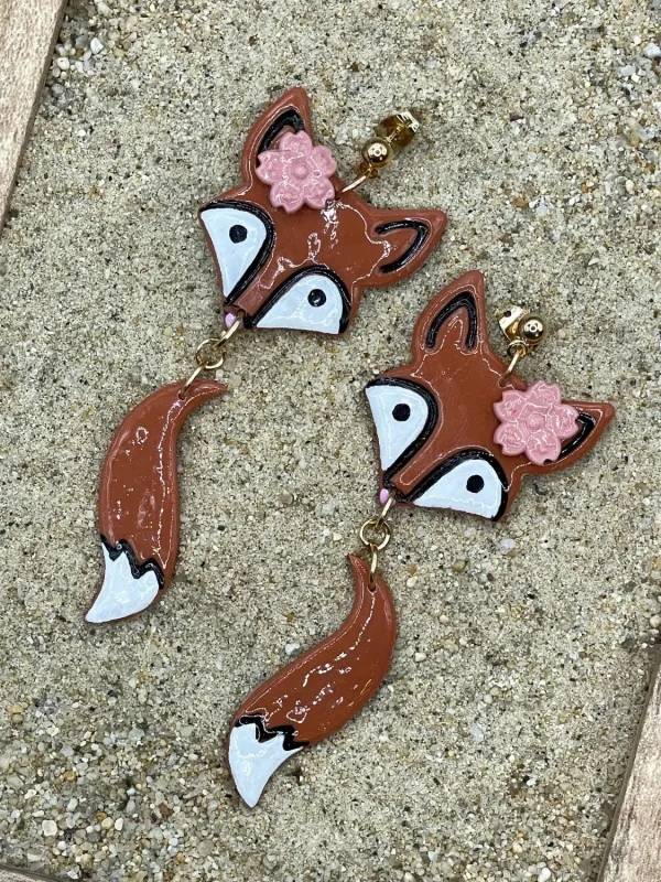 Cutie Red Fox Dangle Earrings sold by Modcloth