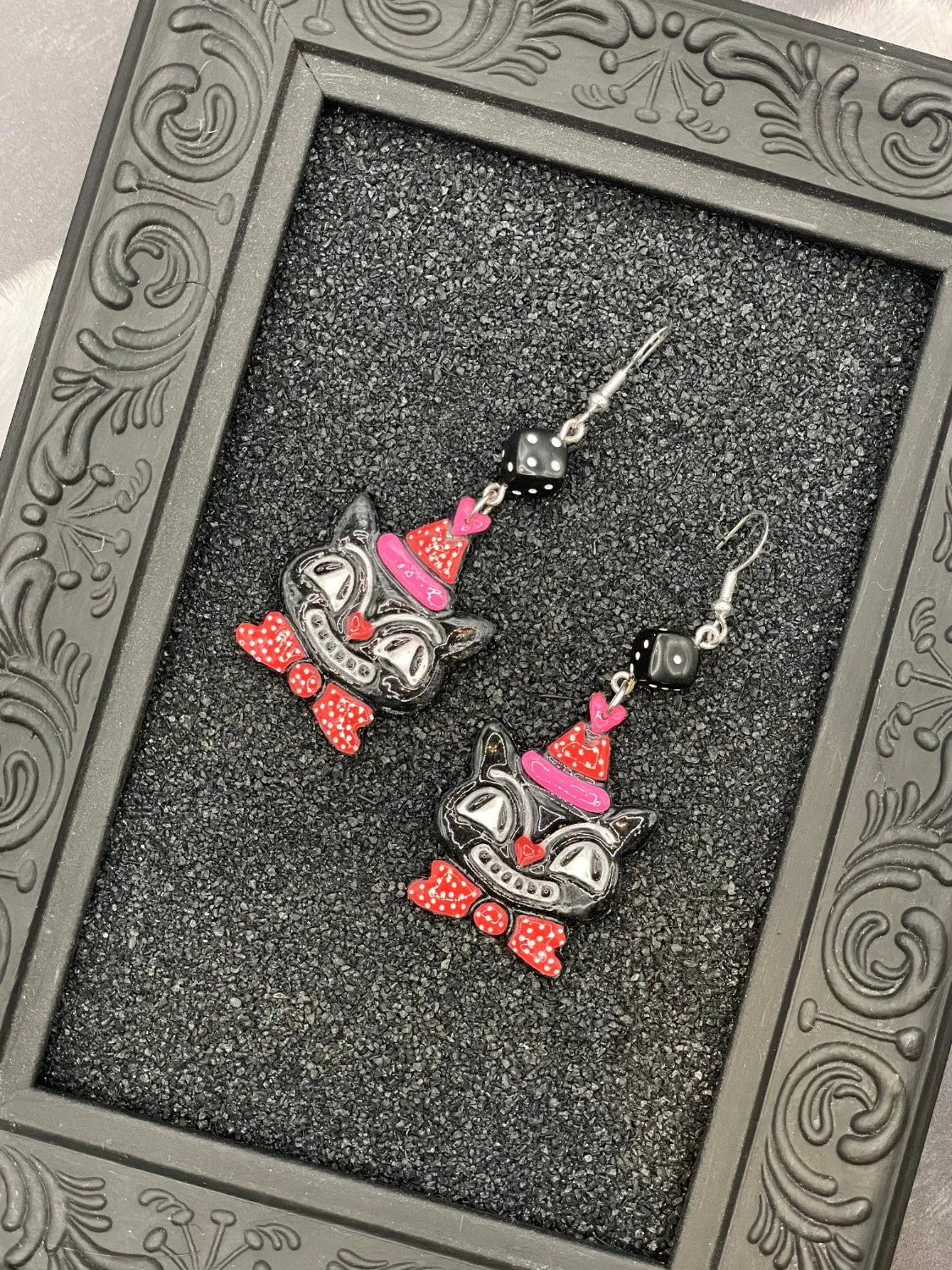 Retro Black Cat with Party Hat Earrings sold by Modcloth product image thumbnail 4