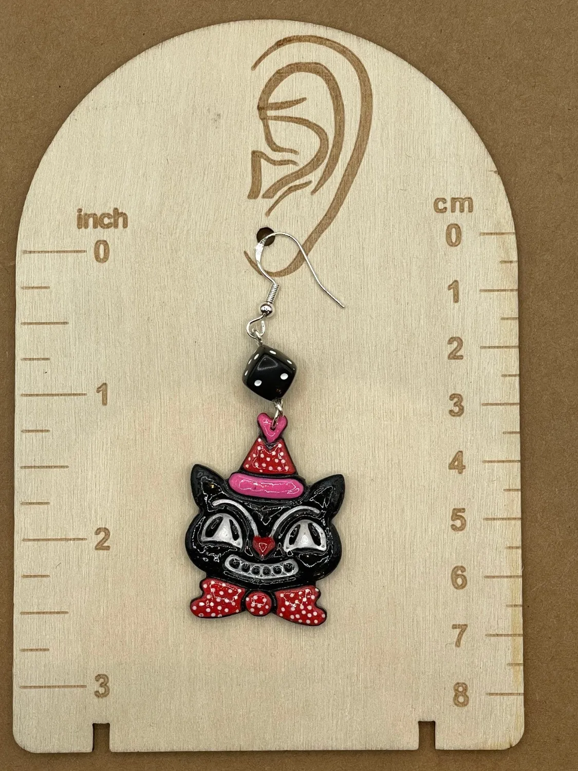 Retro Black Cat with Party Hat Earrings sold by Modcloth product image thumbnail 3