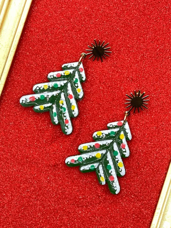 Snowy Christmas Tree Earrings sold by Modcloth