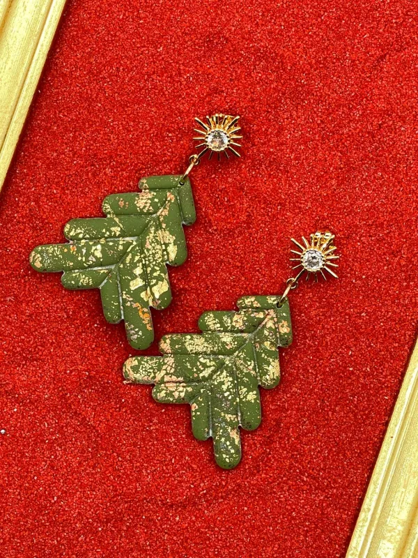 Little Gold Sparkly Tree Earrings sold by Modcloth