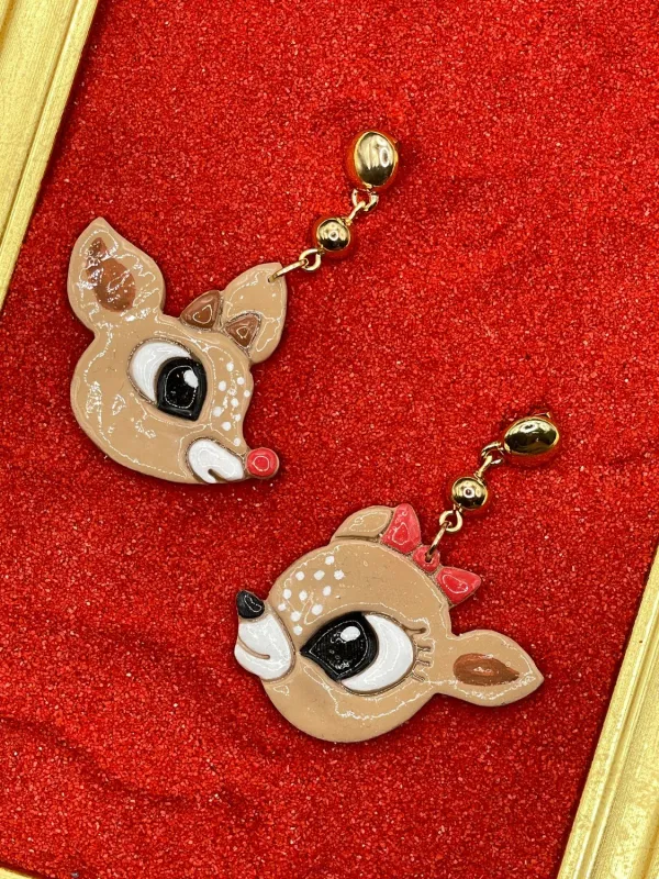 Cutie Reindeer Friends Earrings sold by Modcloth