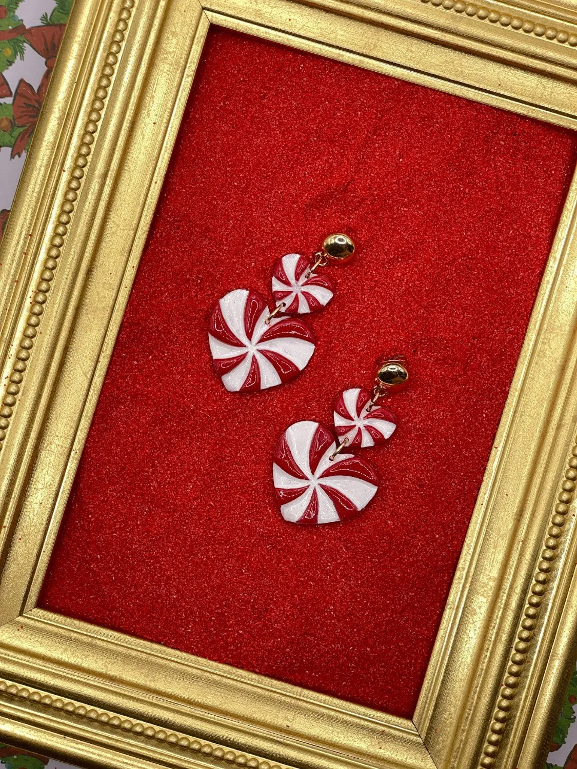 Candy Cane Heart Earrings sold by Modcloth product image thumbnail 3