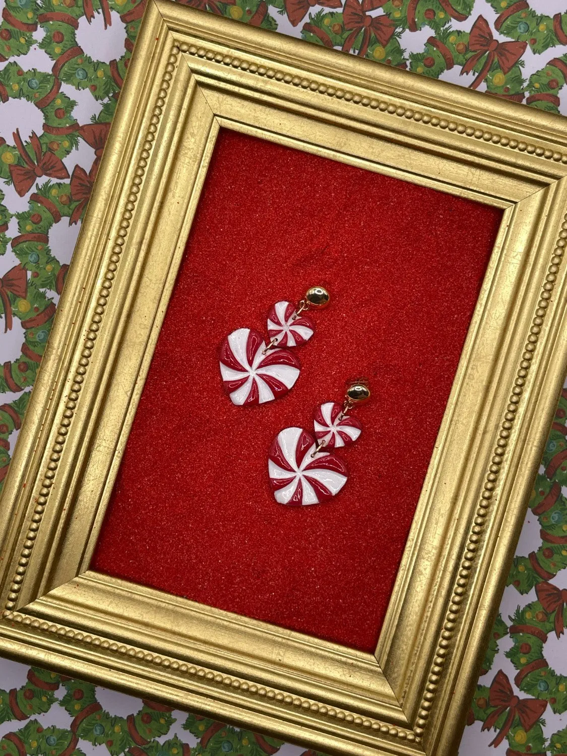 Candy Cane Heart Earrings sold by Modcloth product image thumbnail 4