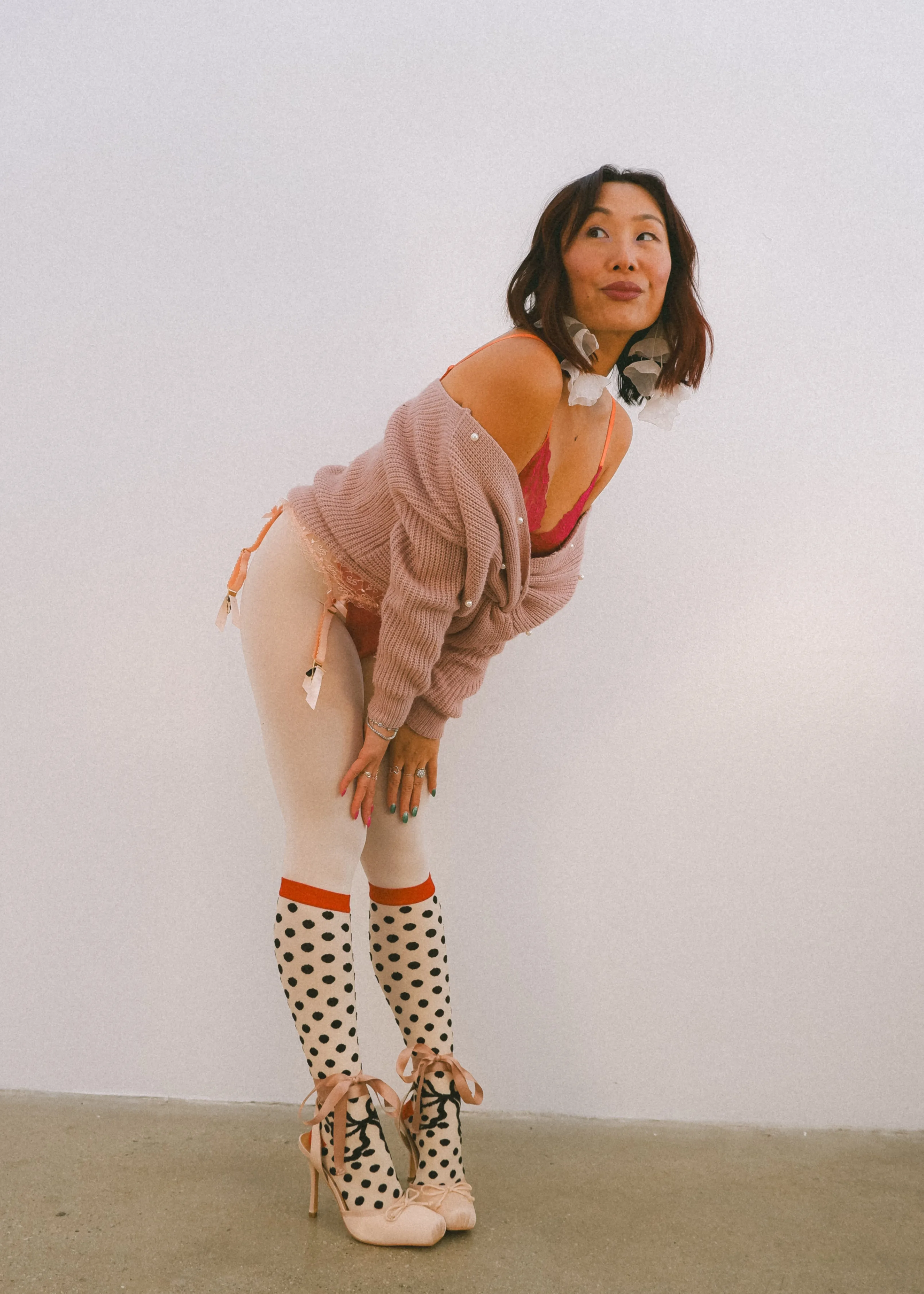 Polka Dot Bow Knee High Sheer Sock sold by Modcloth product image thumbnail 4