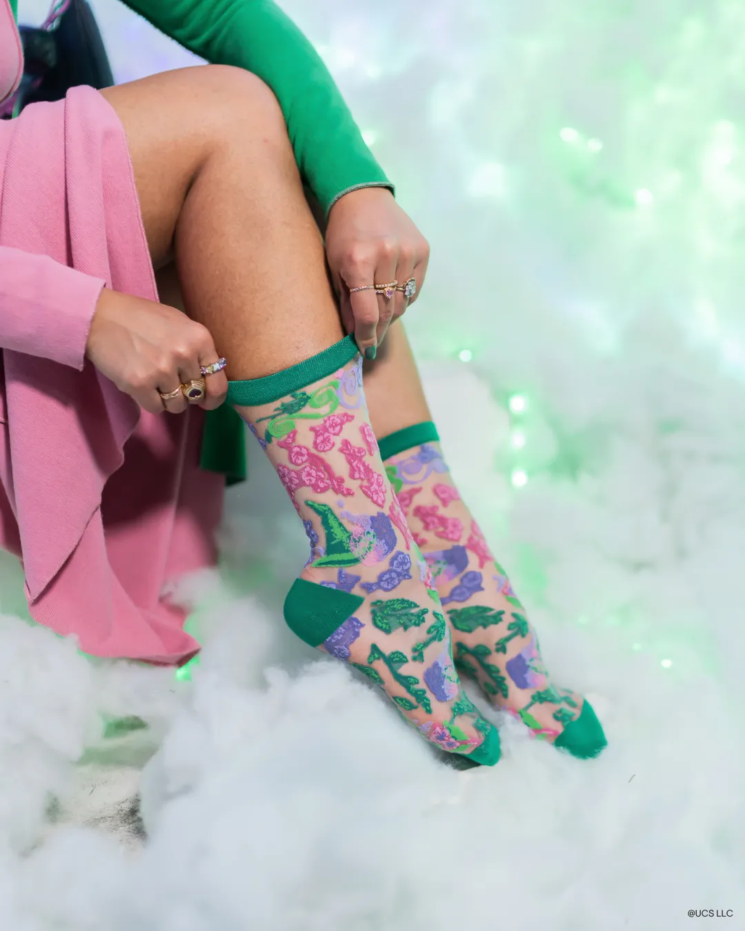 Wicked For Good Floral Sheer Crew Sock sold by Modcloth product image thumbnail 5