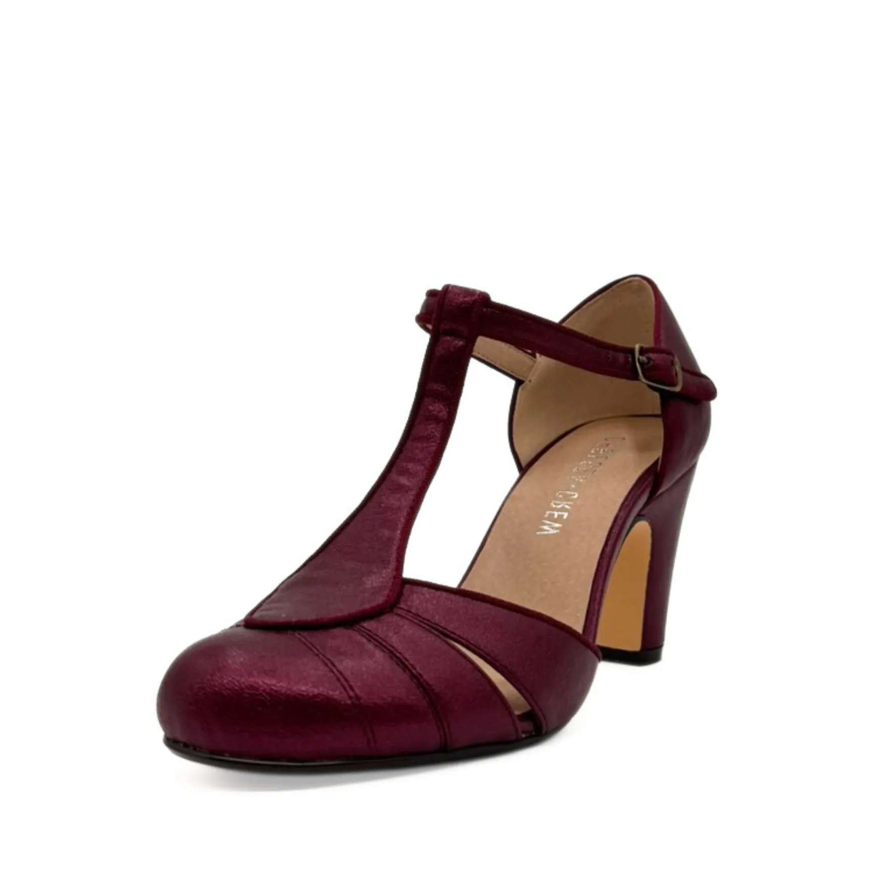 Mulberry Metallic T-Strap Heels Burgundy sold by Modcloth product image thumbnail 2