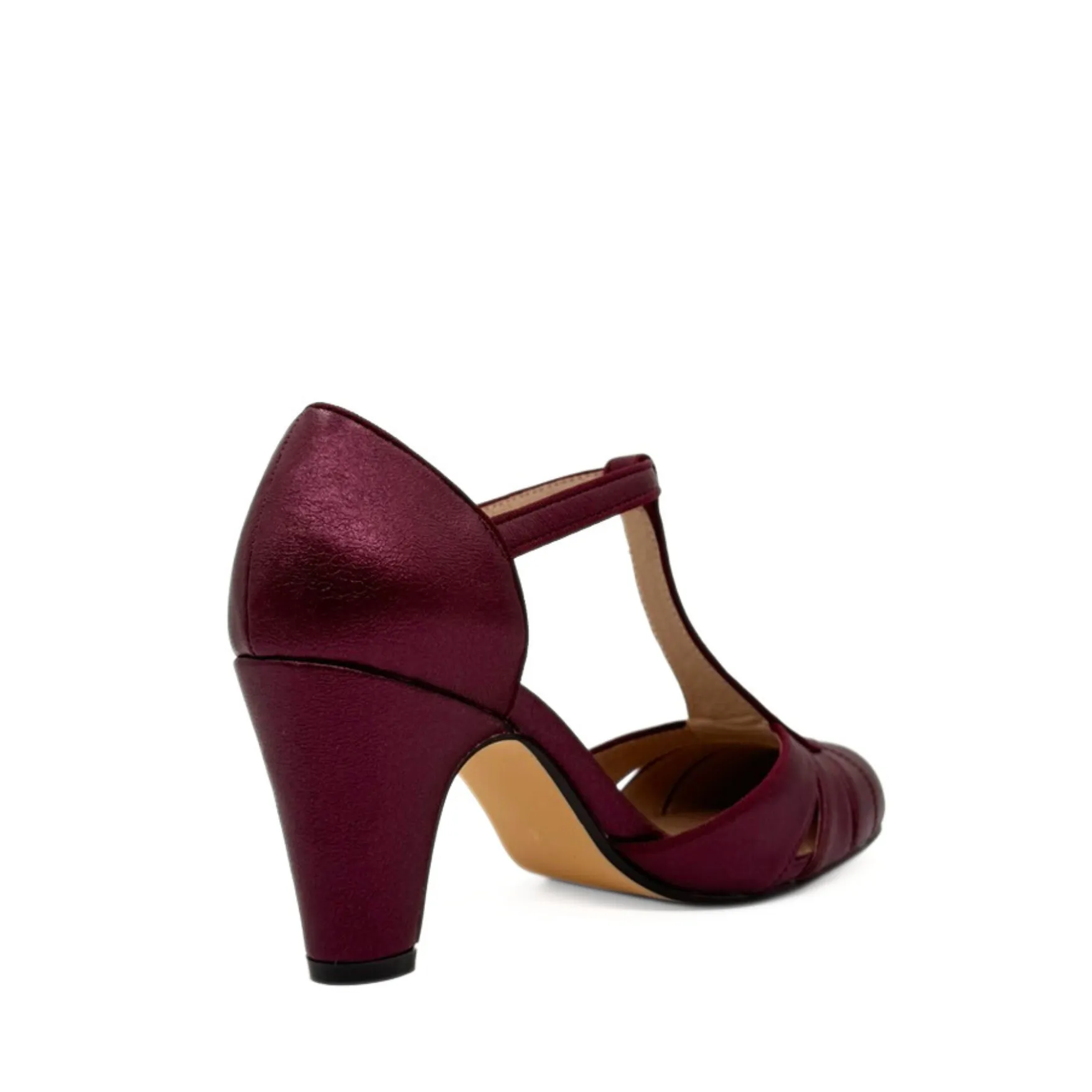 Mulberry Metallic T-Strap Heels Burgundy sold by Modcloth product image thumbnail 4