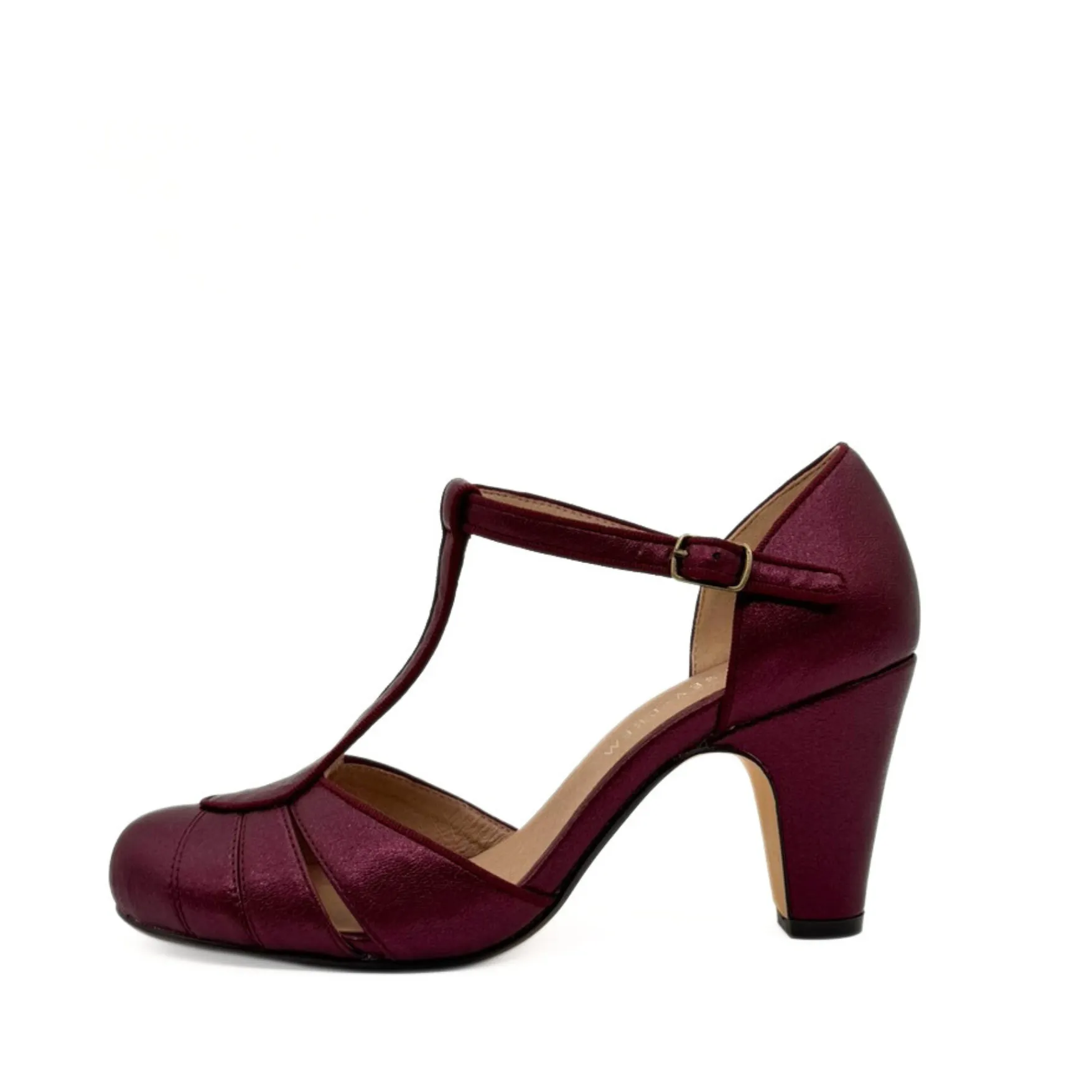 Mulberry Metallic T-Strap Heels Burgundy sold by Modcloth product image thumbnail 5