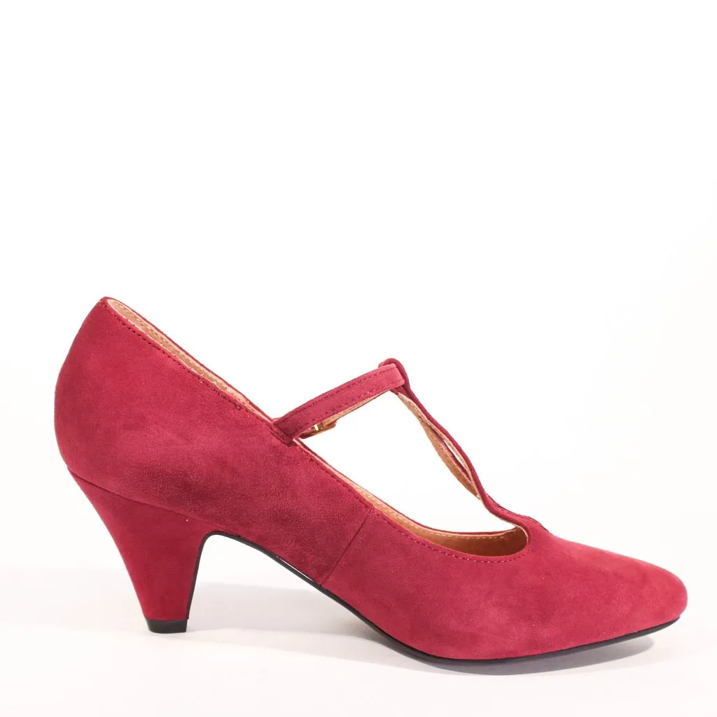 Gin T-Strap Suede Heels Burgundy sold by Modcloth product image thumbnail 3