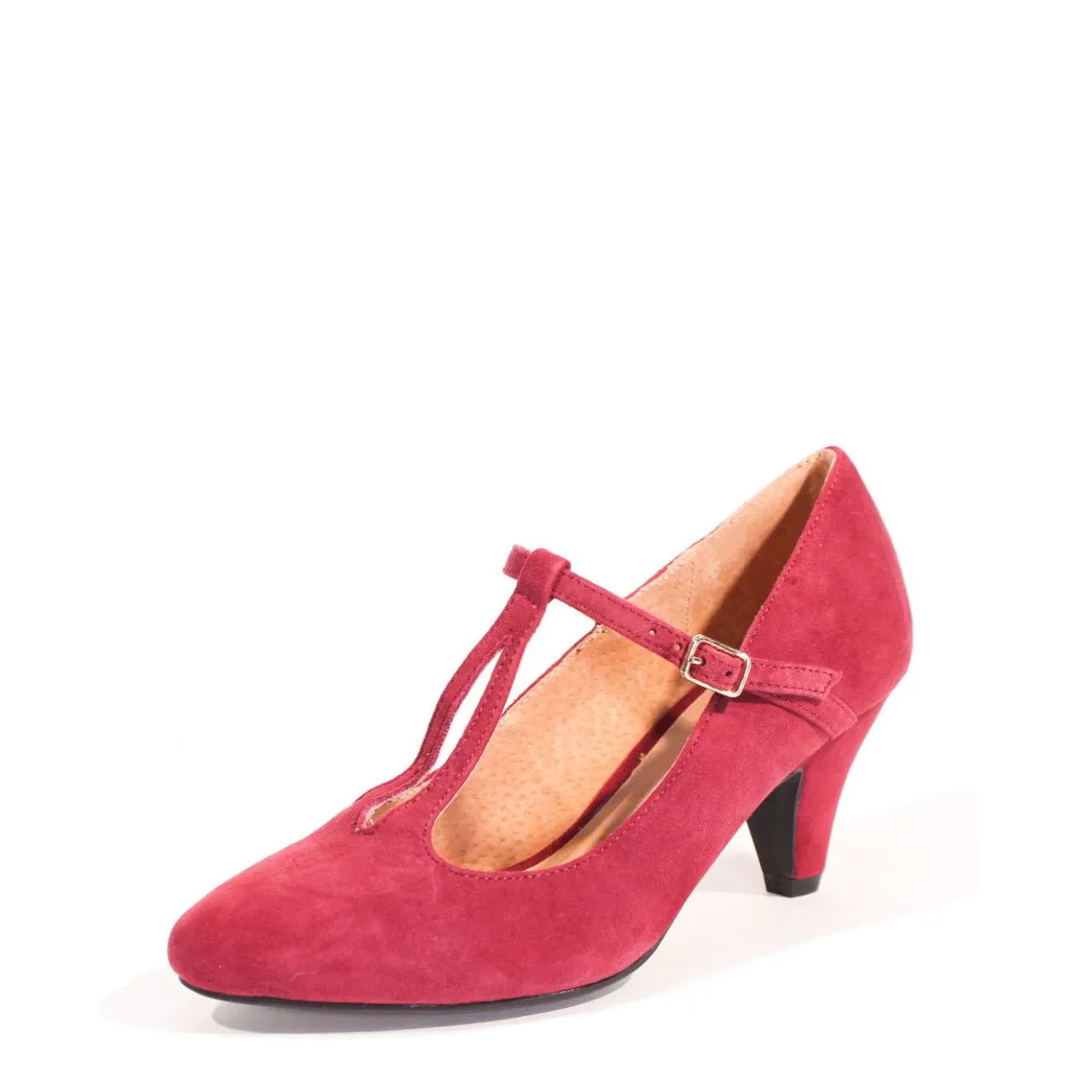 Gin T-Strap Suede Heels Burgundy sold by Modcloth product image thumbnail 2