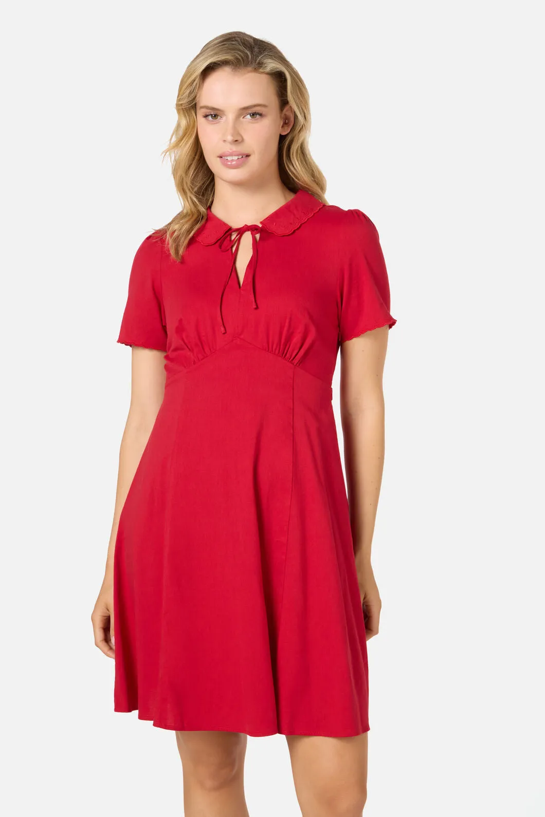 Josie Sweet Collar Tea Dress Red sold by Modcloth