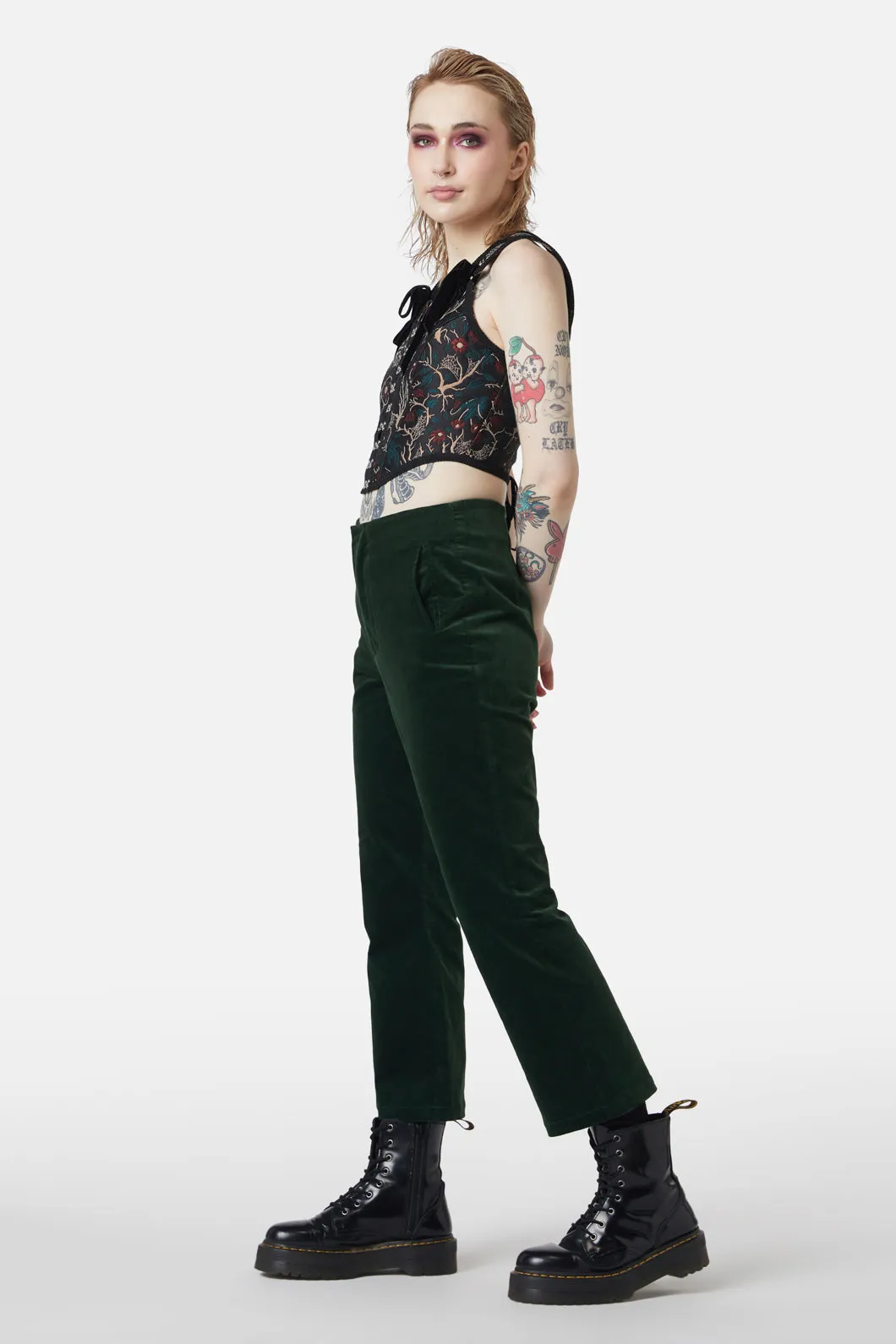 At The Alter Velvet Kick Flares Emerald sold by Modcloth product image thumbnail 3
